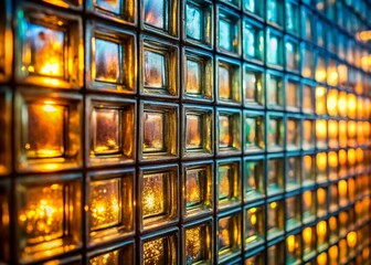 Glass Block Wall Interior Design, Bokeh Background, Modern Architecture, Abstract Pattern, Interior Decor, Building Facade, Architectural Photography,  Stylish Home Design, Glass Brick Wall Texture
