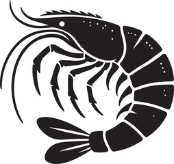 Elegant black shrimp vector design perfect for restaurant menu decoration
