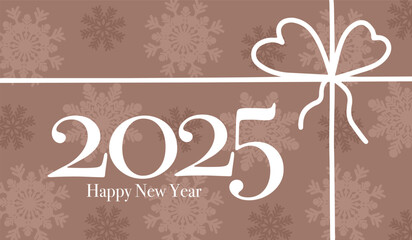 2 0 2 5  new year banner with snowflakes, simple bon and lettering 