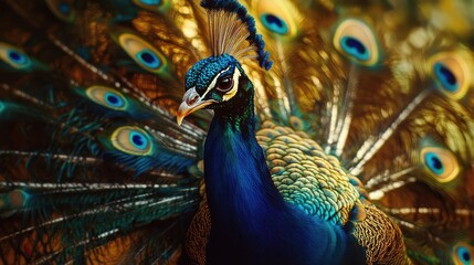 Obraz premium Majestic Peacock: A Stunning Display of Nature's Beauty