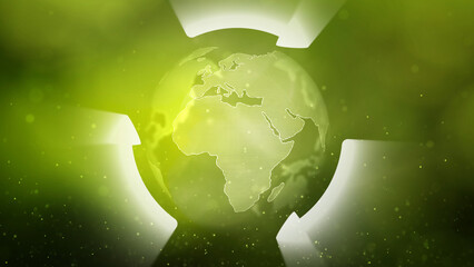 Artistic recycle arrows around earth globe illustration.