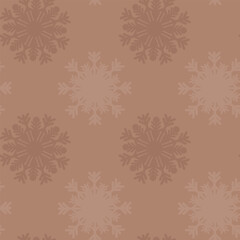 seamless pattern with hand drawn snowflakes in trendy coffee colours