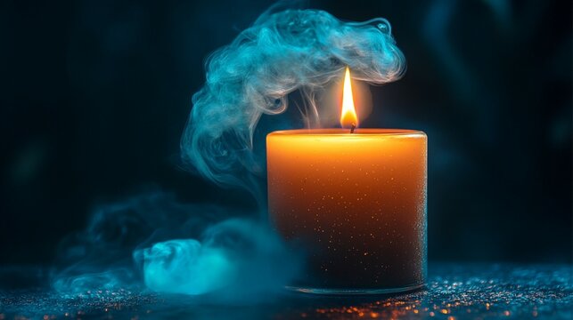  Lit candle with smoke rising