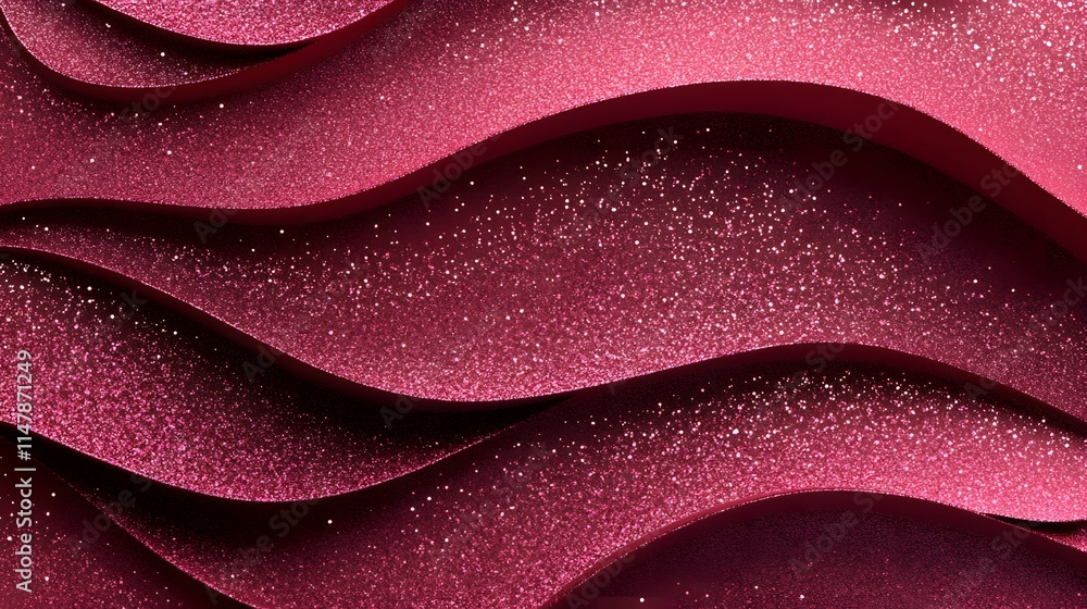 Poster abstract glittering red waves pattern design
