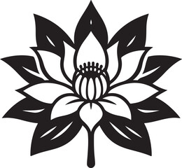 Detailed Lotus Flower Silhouette Vector Graphic