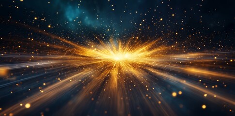 Golden firework bursts with streaks of light radiating outward, adding drama to a dark night sky 