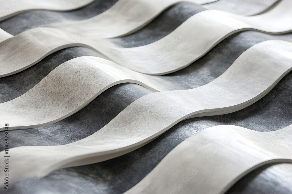 Poster close-up of abstract wavy pattern with light and shadow, showcasing modern design and texture.