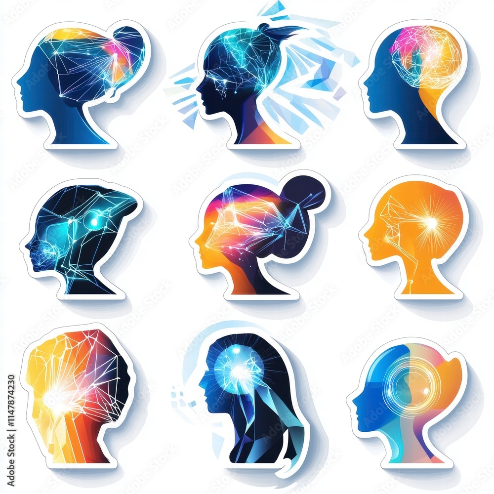Poster creative brainstorming event showcasing abstract mind concepts digital art modern environment unique