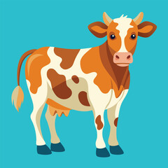 Cow Jersey - The Best Milk Cattle Breeds. Farm animals. Vector Illustration