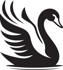 Majestic Black Swan Silhouette with Wings Spread Wide