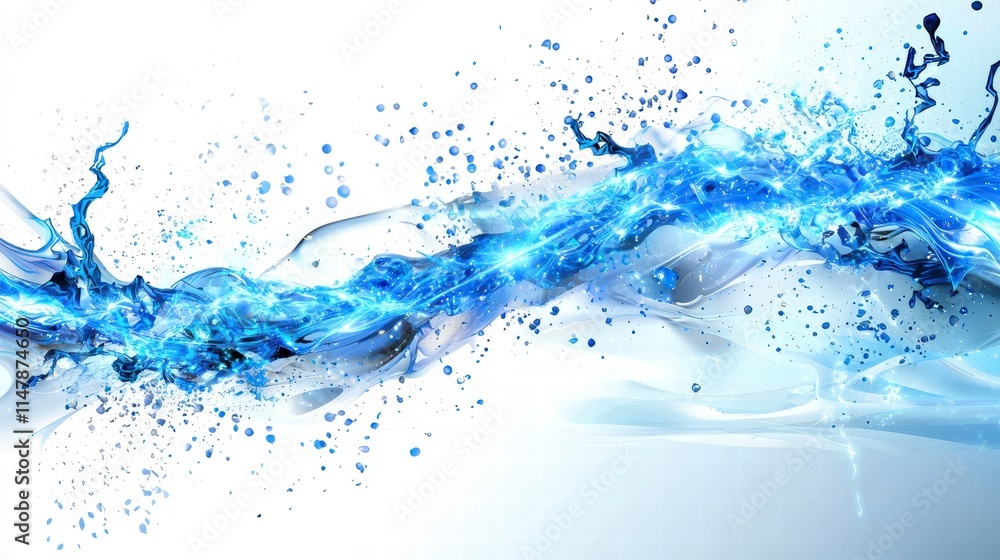 Poster dynamic water splash action abstract background digital art bright environment close-up view fluid m