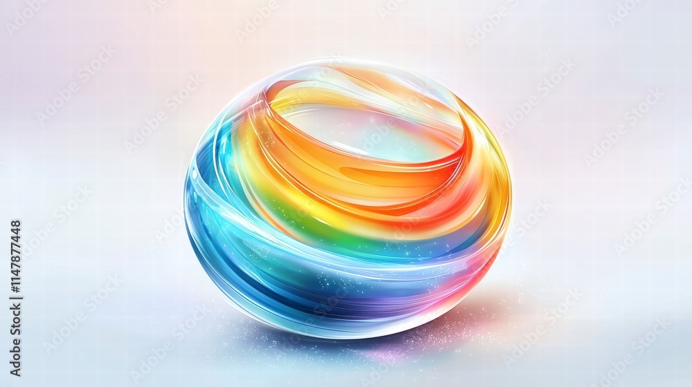 Aufkleber dynamic colorful swirl abstract sphere digital art creative design vibrant background visual perspec