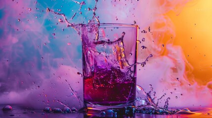 Vibrant splash of purple liquid in motion