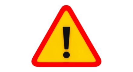 triangle warning sign with exclamation mark symbolizing caution danger on transparent background