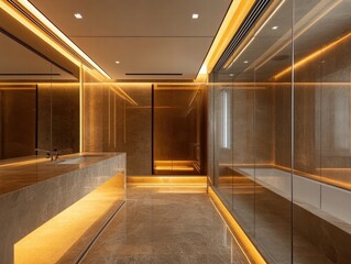 Obraz premium Capturing Serenity Bathroom Photography Modern Home Interior Design Elegant Atmosphere Wide Angle Luxurious Concept