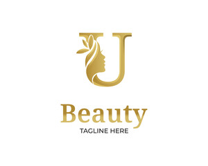  luxury monogram initial letter u silhouette of Face woman logo design template © dr