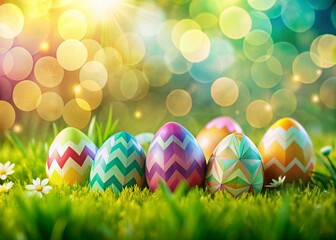 Happy Easter Geometric Background, Easter Card Design, Festive Banner, Spring Holiday Illustration