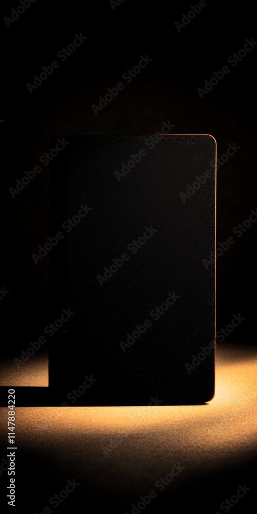Aufkleber a black book is sitting on a table. the book is small and rectangular in shape. the table is made of