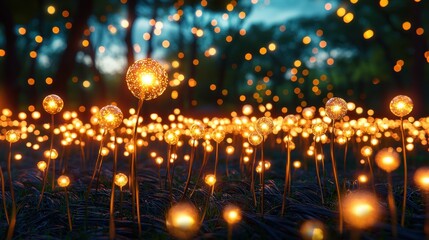 Obraz premium The background is filled with glowing lights, creating a mesmerizing and enchanting atmosphere