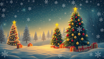 christmas tree in snow