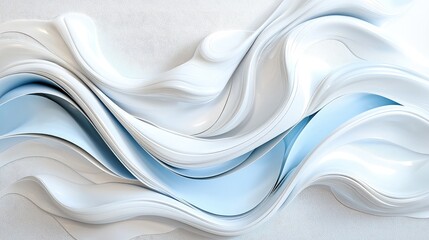 Obraz premium Abstract white and light blue wavy background.
