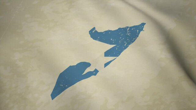 Wavy Map of SOMALIA with Flag in Body Isolated on Vintage Background