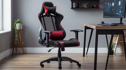 Ergonomic gamer chair with mesh backrest for airflow, positioned in a cozy gaming nook