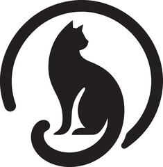 Black cat silhouette in a circle.