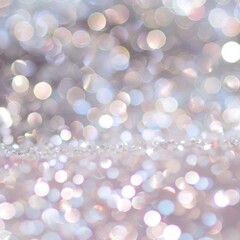 white glitter festive background with sparkles and bokeh in pastel pearl and silver colors glare