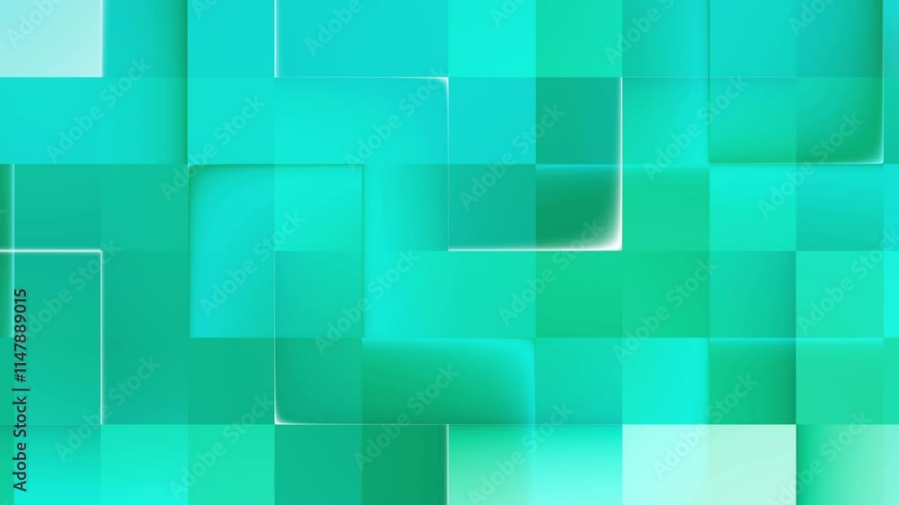 Poster Light teal square box pattern mosaic tile background, simple and elegant loop mosaic background