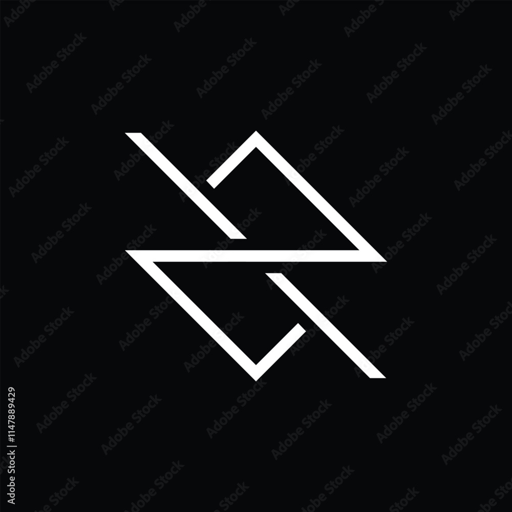 Poster this is an abstract logo design of monogram z in simple flat style in white on black background