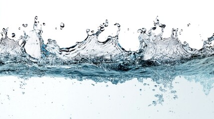 Water splash with droplets on white background.