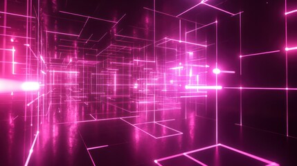 Glowing grids and geometric nodes connected, network-inspired design