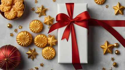 christmas decoration on wooden background