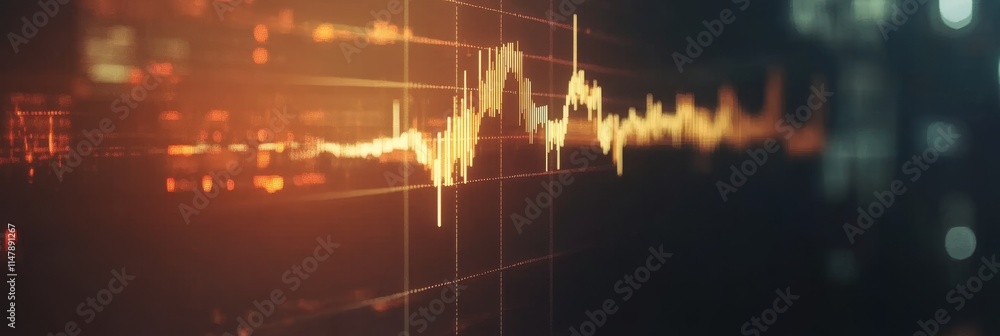 Aufkleber abstract close up of a blurred financial stock market graph with data points and trend lines