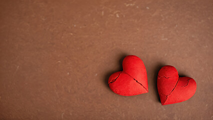 Fototapeta premium two broken hearts on blank