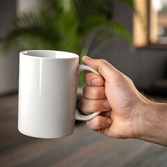 Obraz premium Stylish tea or coffee cup mockup with a blurry background, ideal for design presentations