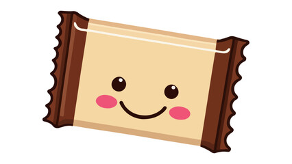 brown chocolate bar with smiling face on white background