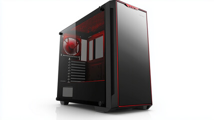 Fototapeta premium A high-performance gaming rig with a glass-panel case showcasing vibrant RGB components