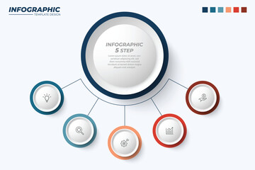 Vector infographic label design with circle infographic template design and 4-5-6 options or steps. Can be used for process diagram, presentations, workflow layout, banner, flow chart, info graph