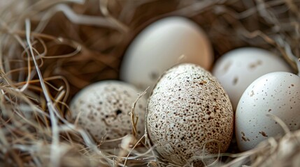 Obraz premium Nest of Eggs with Straw and Natural Lighting