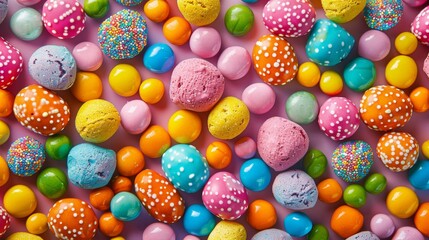 Fototapeta premium Colorful Easter Eggs on Bright Background