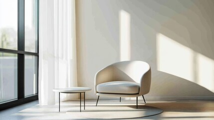 Minimalist modern lounge with refined furniture. Featuring a sleek, open layout