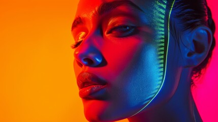 Colorful Portrait of Woman with Artistic Makeup