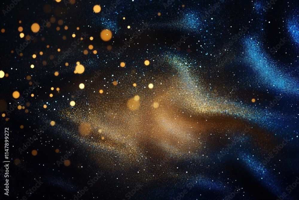 Aufkleber abstract glimmering background with sparkling bokeh effects and smooth waves in shades of blue and g