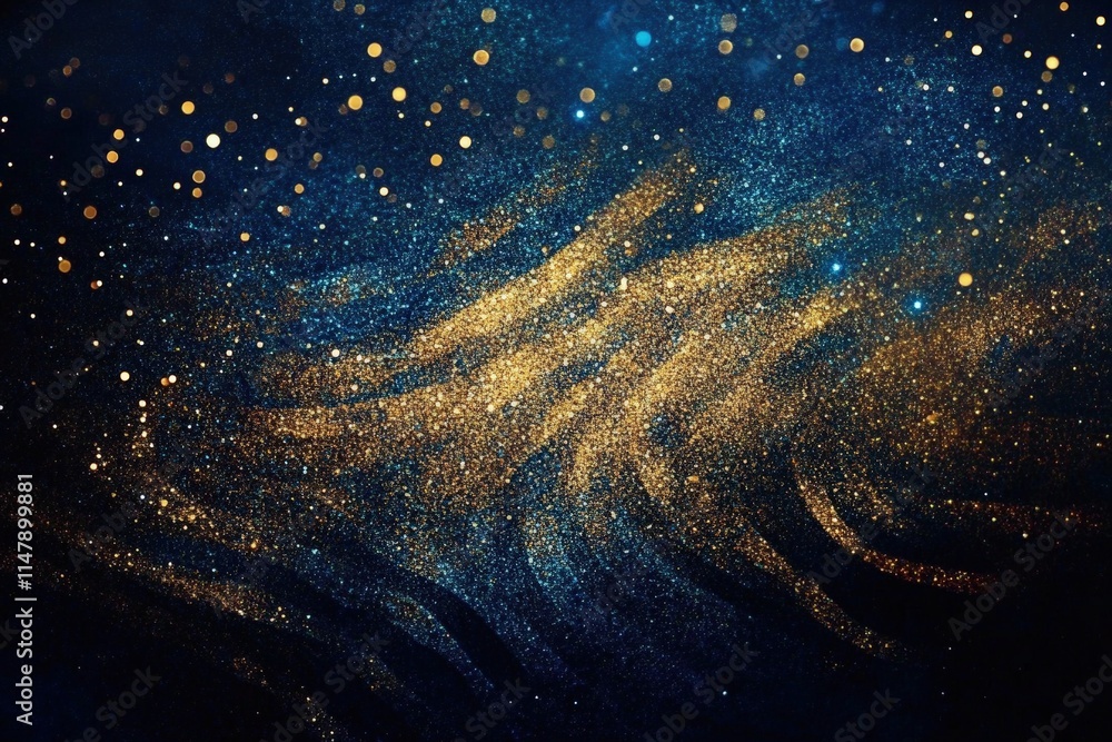 Aufkleber abstract background with glimmering gold and blue glitter particles creating a dreamy atmosphere for