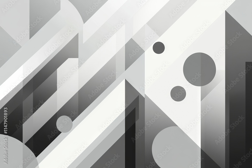 Aufkleber Monochrome abstract geometric background with overlapping shapes, ideal for modern and minimalist design projects.