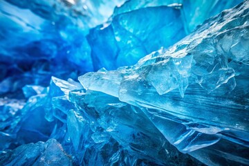 Abstract Blue Ice Close-Up, Frozen Texture, Copy Space