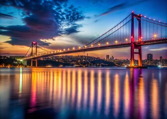 Obraz premium Istanbul Yavuz Sultan Selim Bridge Silhouette Long Exposure Night Photography