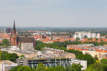 landscape of Wroclaw, Poland. Top view in sunlight